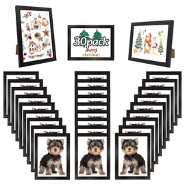 WHEATHUSK Set of 30 Photo Frames for 6x8 Photos Wall Mounting Simple Black Photo Frames Picture Frames for Wall or Tabletop Display