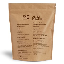 MB Herbals Alum Powder 8 oz / 0.5 lb / 227g | Deodorant | After Shave | Leather Fabric and Paper Mordant | Do Not Ingest | External Use Only