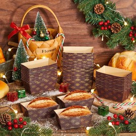 Tessco 60 Pieces Mini Paper Loaf Pans Disposable Rectangle Paper Baking Loft Pans for Quick Bread Small Pumpkin Breads, Microwave Oven Freezer Safe(3.1 x 1.5 x 1.7 Inch,Simple Style)