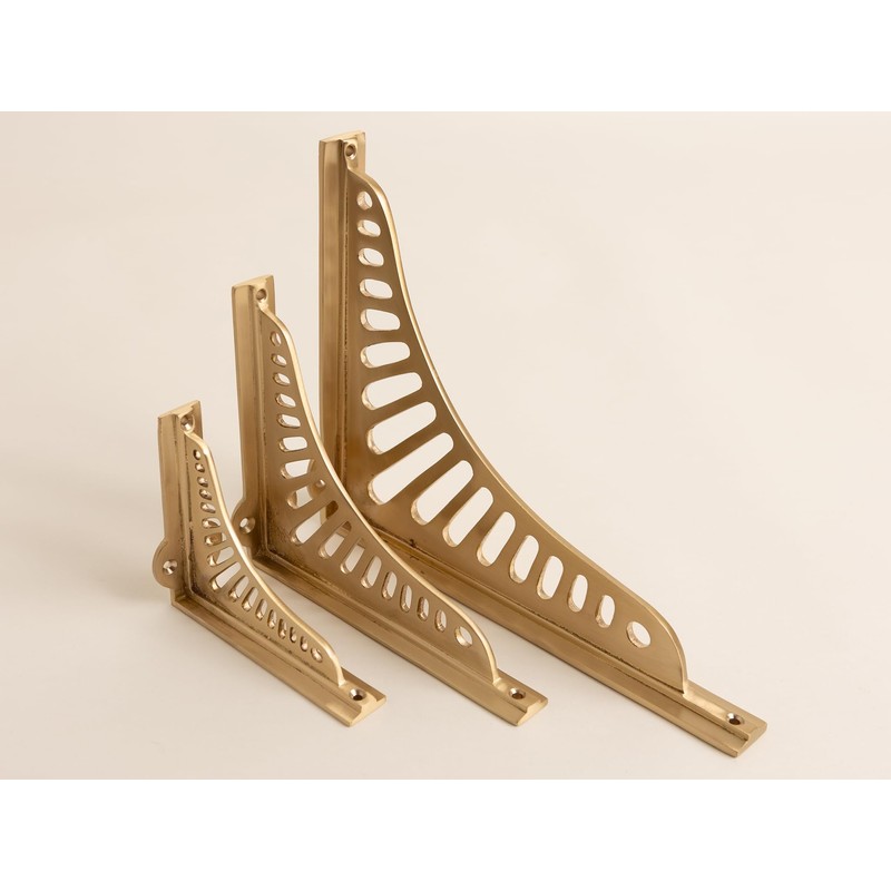 Satin Brass Sunrise Shelf Brackets | Heavy Duty Brackets for