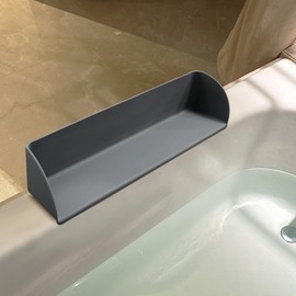 AukeyStar Splash Guard for Bathtub, Silicone Bathtub Splash Guard with 6 Powerful Suction Cup Bath Toy Holder, Water Splash Guard on Bathtub Side, Mess-Free Bath Time for Kids, Gray