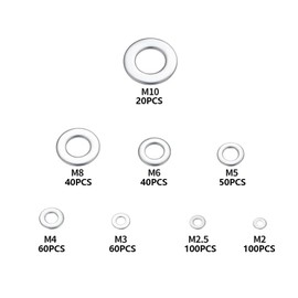 470 Pcs Flat Washer, Stainless Steel Lock Washer Spacers, Assorted Metal Washers Assortment for Home Decoration, Factories Repair Construction - M2/M2.5/M3/M4/M5/M6/M8/M10/M12