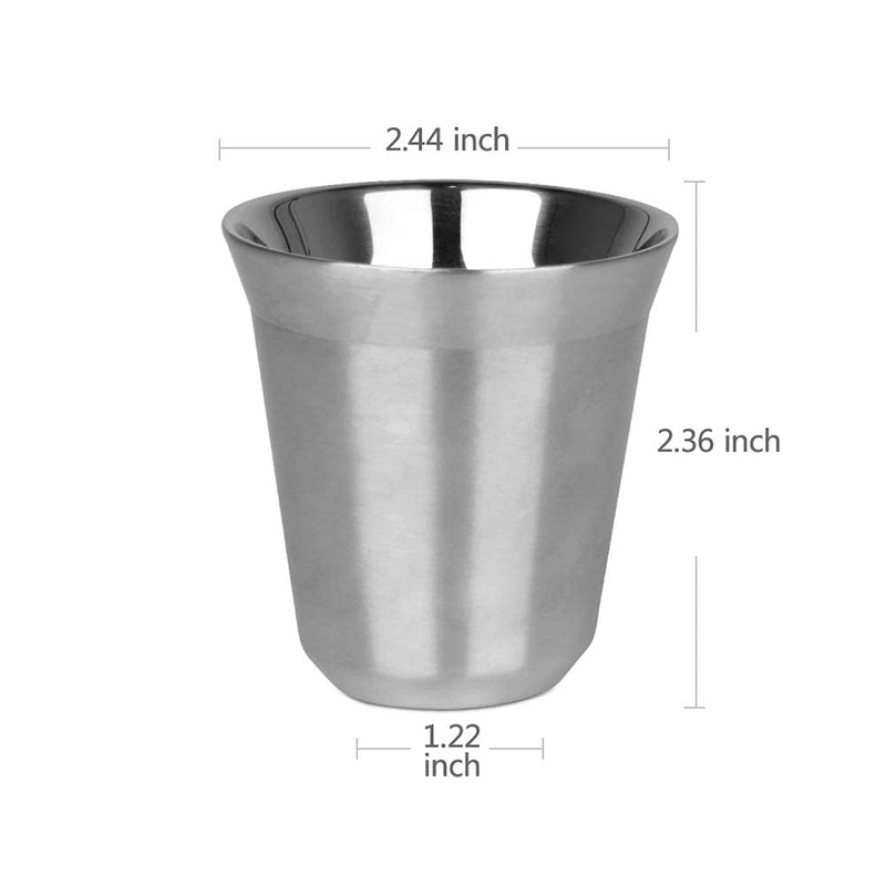 RECAPS 80ml Stainless Steel Espresso Cups Set - 2 Pack