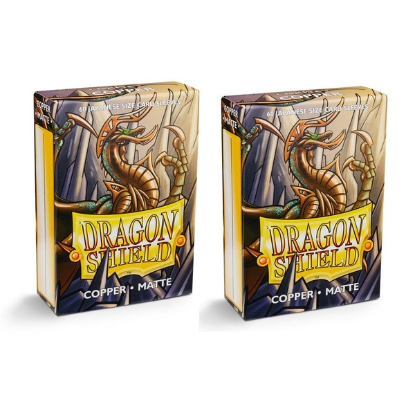 Dragon Shield Bundle: 2 Packs of 60 Count Japanese Size Mini Matte Card Sleeves - Matte Copper