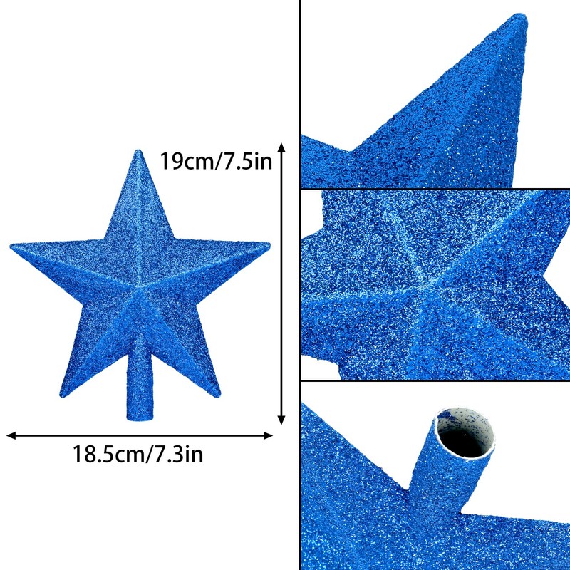 SULOLI Christmas Tree Star Blue,Blue Christmas Tree Topper Blue Star