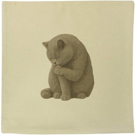 Azeeda 40cm x 40cm 'British Shorthair Cat Licking Paw' Canvas Cushion Cover (CV00045502)