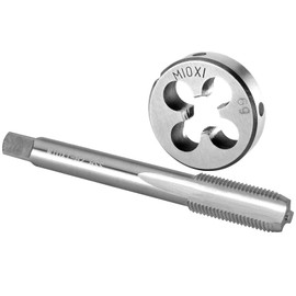 Burkit M10 X 1 Tap and Die Set, M10 x 1.0 Machine Thread Tap and Round Die Right Hand