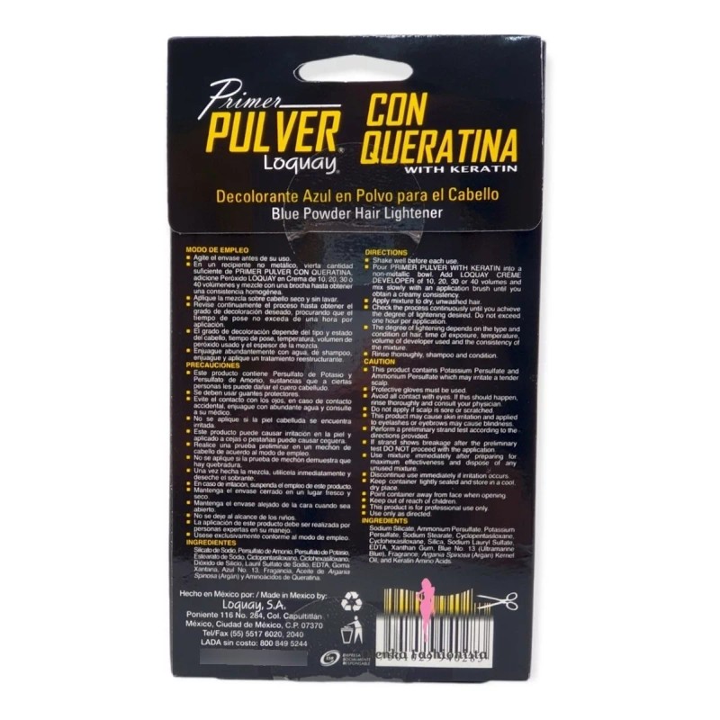 Loquay Polvo Decolorante Profesional Azul Con Queratina 50g Loquay