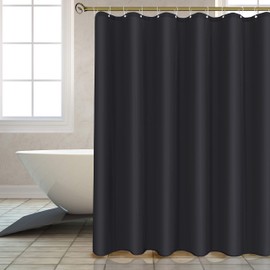 Biscaynebay Extra Long Fabric Shower Curtain Liner 72 Inch Width by 84 Inch Length, Black Water Resistant Bathroom Curtains, Rust Resistant Grommets Top Weighted Bottom Machine Washable