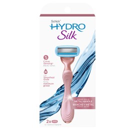 Schick Hydro Silk Rose Gold Metal Razor for Women | Womens Razors, Travel Razor, 5 Blade Razors for Women | 1 Handle & 2 Razor Refills