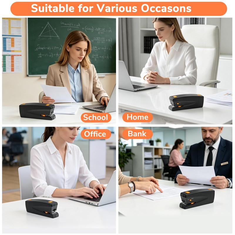 Rechargeable Electric Stapler, 25 Sheet Capacity, Quiet Operation, Jam-Free and