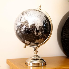 33cm Tall World Globe Vintage Black Rotating Atlas Home Decor Office Ornament