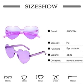 4Pcs Retro Heart Sunglasses for Women Girls, Colored Heart Glasses Rimless Heart Shape Sunglasses for Beach Party Cosplay