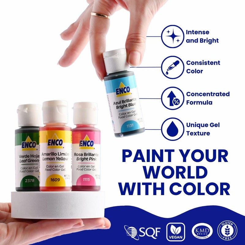 ENCO 9 Basic Food Coloring Gel Set 1.41 oz each