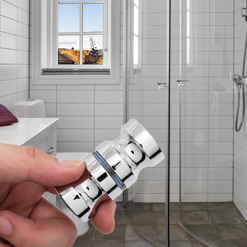 2 Pieces Round Glass Shower Door Knob - Stainless Steel