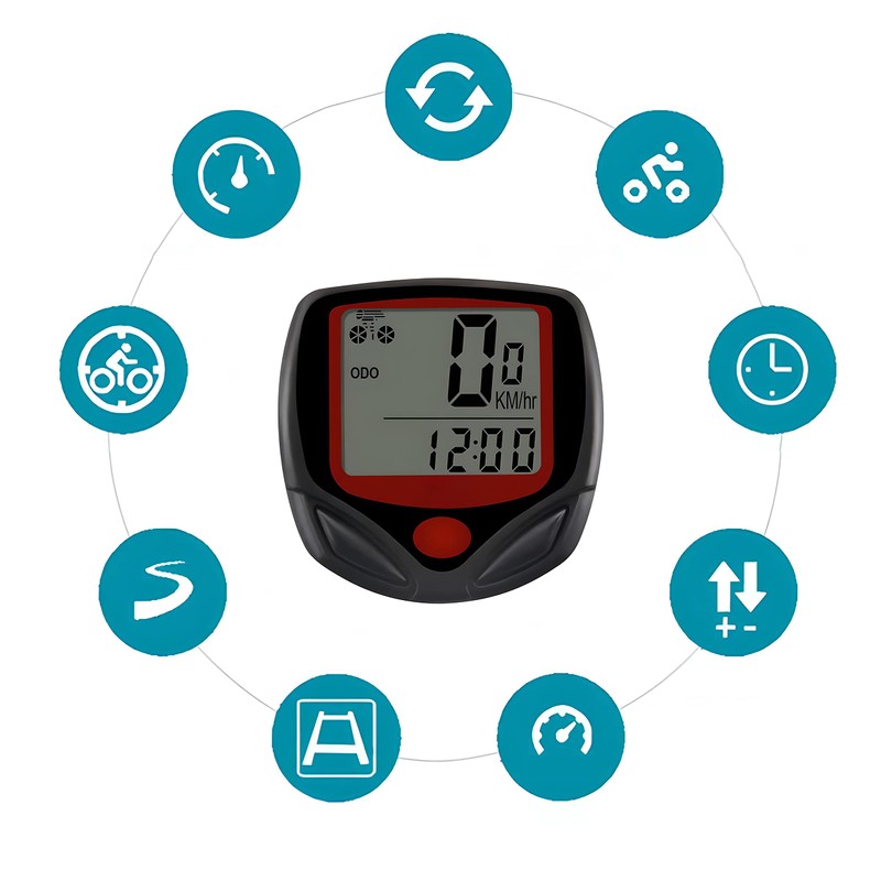 Bicycle Speedometer with 14 Functions, Bicycle Computer with Speedometer, Waterproof,