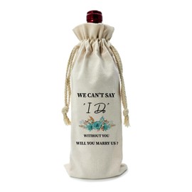 ZHANTUONE，Will You Marry us Wine bags，Drawstring Polyester Cotton Cloth Wine Bag，Funny Wedding Party Wine Bag，Proposal Gifts Engagement Gift Wine Bag，13IN