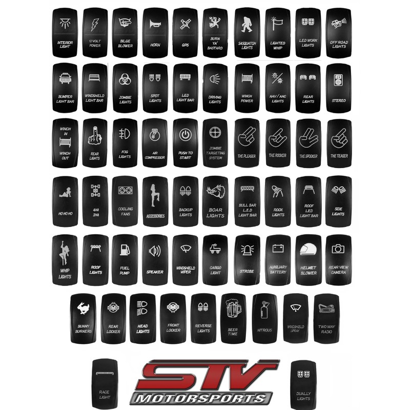 STV Motorsports Laser Backlit Blue Rocker Switch Windshield Wiper 20A