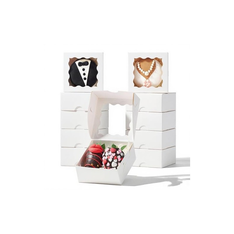 SLShePack 3x3x1.5Inches Mini Bakery Boxes with Window for Homemade Soap,Cookies,Chocolate