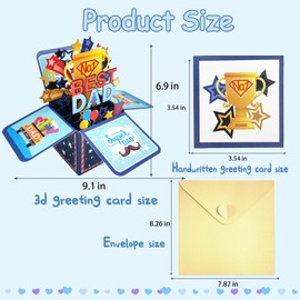 Amorista Pop up Birthday Card for Dad from Daughter Son, Funny 3D Father Day Gifts for Husband, Best Dad Decoration Ideas for Men