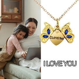 I Love You Mom Necklace from Daughter Graduation Wedding Anniversary Birthday Gifts for Girlfriend Wife Engagement Gifts for Fiancee Mothers Day Gift to Women Romantic Presents to Gf Necklaces