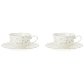 Noritake P59387A/9940 Cup & Saucer (Pair Set) (Coffee Tea Double), 8.8 fl oz (220 cc), Cutie Rose, Microwave Safe, 2 Pieces, Bone China