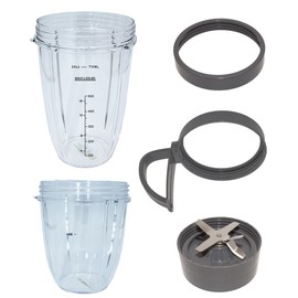 Blendin 5 Piece Deluxe Upgrade Kit Set with Extractor Blade, Cups, Handle, Lip Ring,Compatible with Nutribullet 600W,900W,NB-101B,NB-101S,NB-201,NBR-0601,NBR-1201,NB9-1301, 900 Pro Series Blender