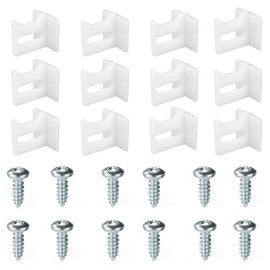 12pcs N 6950 Plastic Pocket Door Guide, Door Bottom Guide Kits for Bedroom Kitchen & Closet Sliding Track Systems Including 24 Mounting Screws (White)