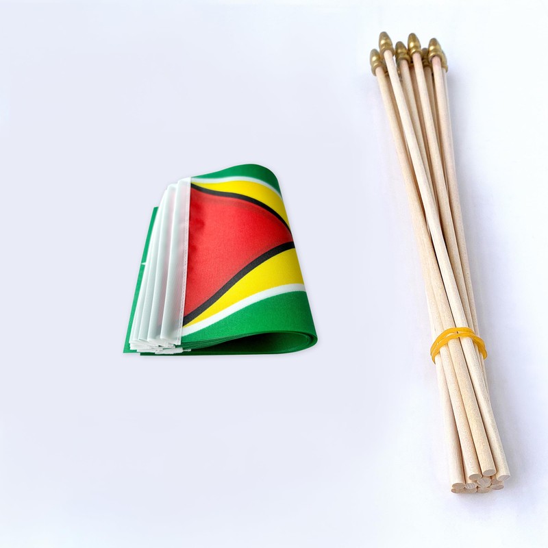 TSMD Guyana Stick Flag Guyanese Small Mini Hand Held Flags,5x8