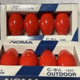 Noma 4 Pks C-9 1/4 Noma Christmas Light Bulbs Lamps w/Original Boxes 16 Red Old Stock