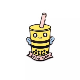 Kolorspun Boba Bumble Bee Tea Enamel Pin for Fitted Hat, Funny Enamel Pin, Cute Hat Pin