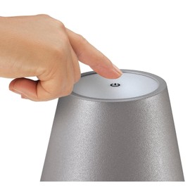 Cilio LUCE LED Bottle Lamp Portable-Rechargeable with Touch Sensor, Dimmable, for Indoor and Outdoor Use, Metal/Plastic, White, 5.25" x 4.25"