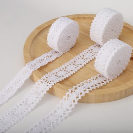 HERZWILD Lace Ribbon Cotton 30m White lace Trim Vintage Decorative lace Crochet lace Decorative Ribbon lace Fabric for Sewing Crafts Wedding Decoration