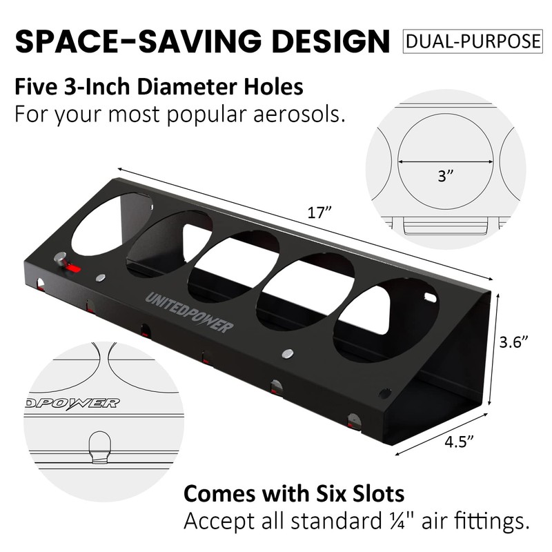 UNITEDPOWER Pneumatic Tool Holder Lockable/Aerosol Rack Combo, Wall Mounted Spray