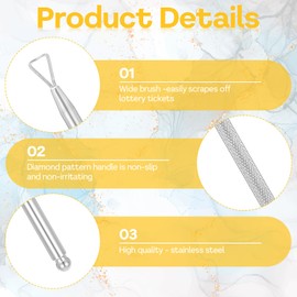 BOHUIZ 3 Pcs Lottery Ticket Scratcher Tool, Metal Scratch Off Tool Lottery Scratcher Tool Lottery Ticket Holders Multi-Use Lotto Scratcher Tool Save Arthritic Hands for Lottery Ticket Stickers Labels