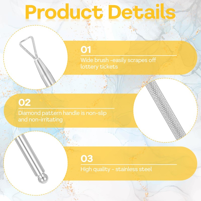 BOHUIZ 3 Pcs Lottery Ticket Scratcher Tool, Metal Scratch Off