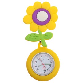 Hemobllo Nurses Fob Watch - Retractable Nurse Watch Clip-on Watch Cute Sunflower Fob Watches for Nurses Hanging Pocket Watch Luminous Hands Quartz Nurse Watch, Yellow