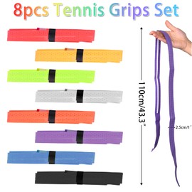 Ailvor Grip Tape Tennis Racket, Pack of 8 Tennis Grip Tape, Non-Slip Grip Tape, Badminton Racket, Overgrip Tennis Racket for Tennis Rackets, Badminton, Squash Racket (White)