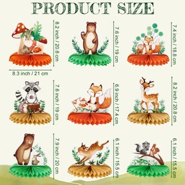 9PCS Woodland Animals Party Decorations - Woodland Animals Honeycomb Centerpieces Woodland Baby Shower Party Table Decorations Forest Birthday Party Supplies Table Toppers 3D Centerpieces Decors