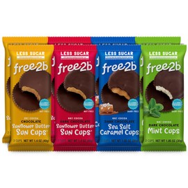 Free 2b Chocolate Cups, School Safe and Allergy Friendly - Gluten-Free, Dairy-Free, Nut-Free, and Soy-Free - Variety Pack (Dark Chocolate, Chocolate, Sea Salt Caramel and Mint), 2-Cup Packages (Pack of 8)