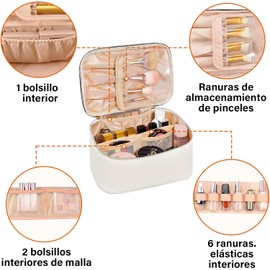 KIROGILY Cosmetiquera para Maquillaje Pequeña Impermeable, Bolsa de Maquillaje Compartimento, Neceser Mujer Portátil, Cosmetiquera de Viaje Mujer Cuero Duradera Estuche, Bolsa PVC Transparente, Blanco