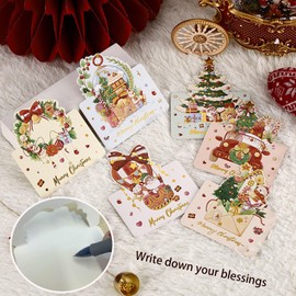 6 PCS Christmas Card Set, 3D Popup Greeting cards, Santa tree Fireplace, Pop up Merry Christmas Cards Kit, Ideal Gifts for Women Girls, Thank You Card for Family Members