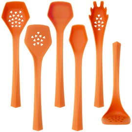 Heavy Duty Kitchen Utensils Set, 6 pc Nonstick Nylon, High Heat Resistant for Stovetop and Griddle, 6 Pieces for Cooking (Orange) by DFACKTO