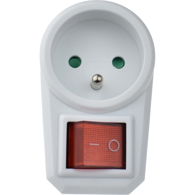 2 Socket Adapters with Switch Colour White 16 A 230
