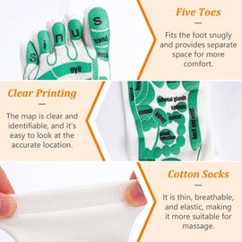 Reflexology Socks with Massage Tool, 1 Pair Five Toe Functional Socks Foot Massage Socks Cotton Acupressure Socks for Men and Women (White)