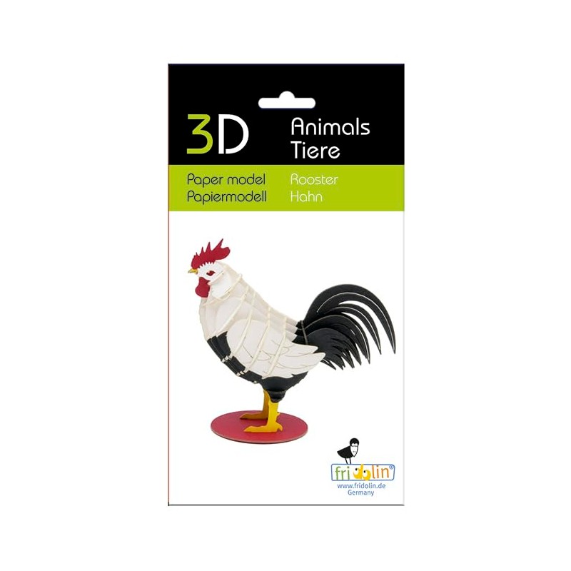 Fridolin 3D Paper Model – Cockerel Colourful