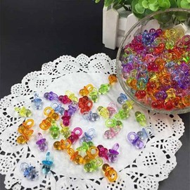 Mini Shower Pacifiers Favors Charms Clear Acrylic Table Scatter Decorations Multicolor 100Pcs