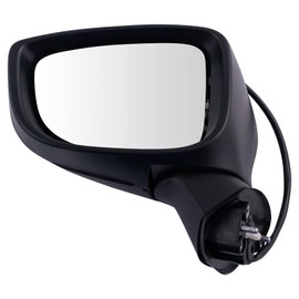 TRQ Driver Side Power Mirror Smooth Black Paint to Match with Blind Spot Indicator Compatible with 2014-2016 Mazda 3 MA1320192