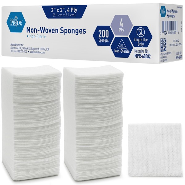 Medpride Surgical Sponges 2'' x 2'' 200 Pack - Gauze