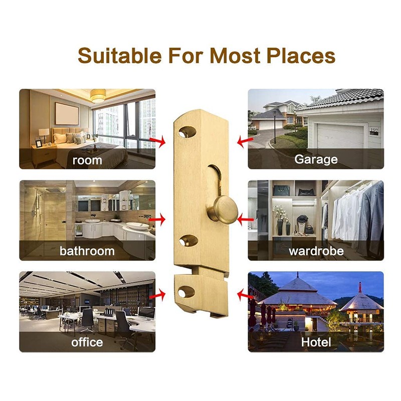 1 Piece Thick Pure Brass Sliding Barrel Door Bolt Heavy